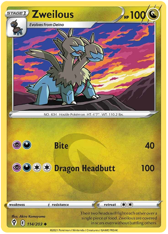 Sword and Shield Evolving Skies 114 Zweilous