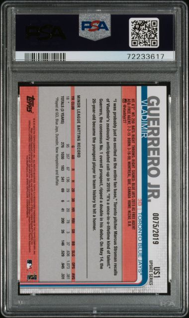 2019 Topps Update #US1 Vladimir Guerrero Jr Gold RC Rookie /2019 PSA 9