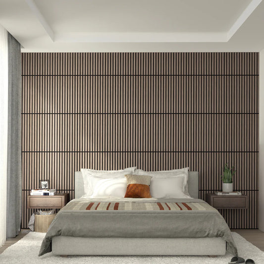 Sonolok Acoustic Slat Panel Set 4-Pack 15.5 Square Feet Walnut