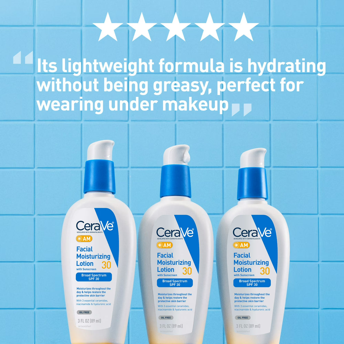 CeraVe AM Facial Moisturizing Lotion SPF 30, 3 fl oz, 3-Pack