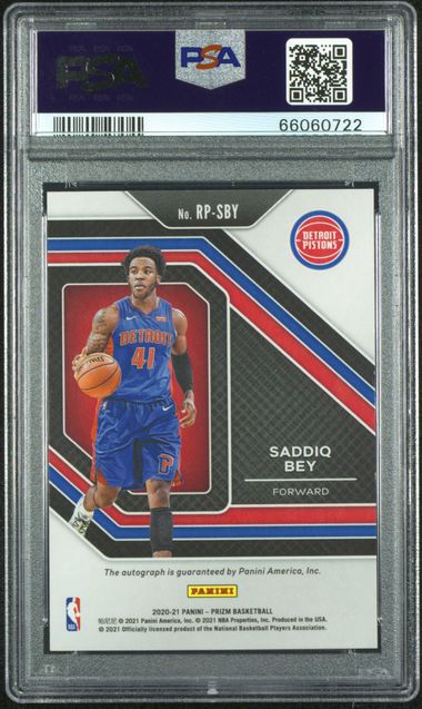 2020 Panini Prizm Penmanship Autographed Saddiq Bey RC #19 PSA 10
