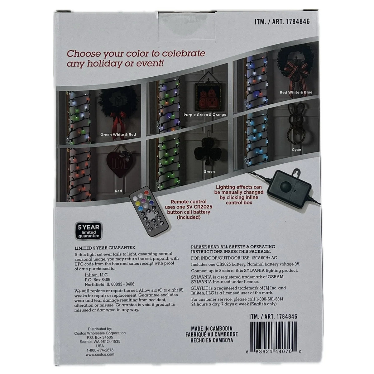 Sylvania Stay-Lit Color Action 200 LED Mini Lights - 66 ft with Remote