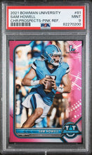 将图片加载到图库查看器,2021 Bowman University #81 Sam Howell Chrome Prospects - Pink Ref PSA 9