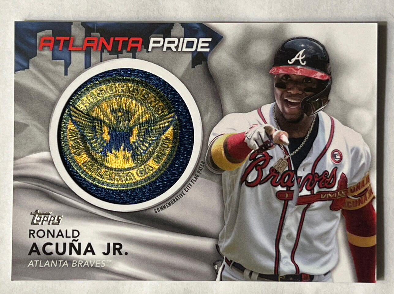 2022 Topps Ronald Acuna Jr. Atlanta Pride City Flag Patch Card CFP-RA