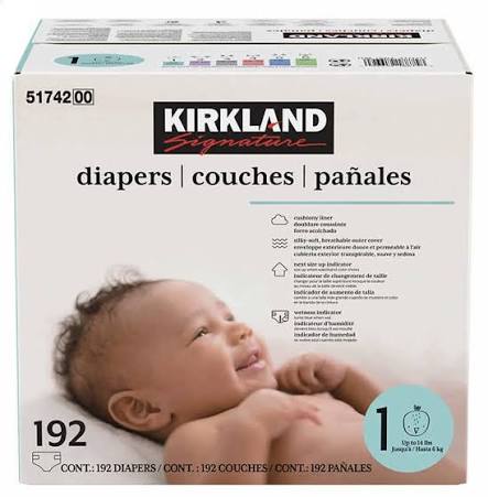 Kirkland Signature Diapers Size 1 192CT