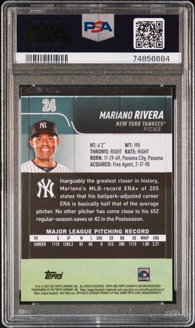 2022 Stadium Club Chrome #24 Mariano Rivera X-Factor PSA 8 Yankees HOF