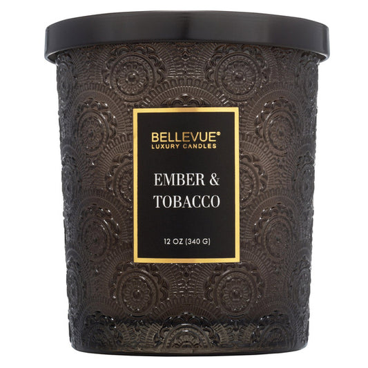 Bellevue Embossed Glass 12 oz. Candle, 4-pack