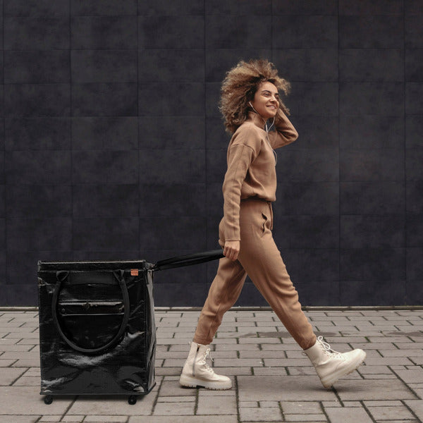 CleverMade Foldable Tote Bag on Wheels / Laundry Hauler - 90L