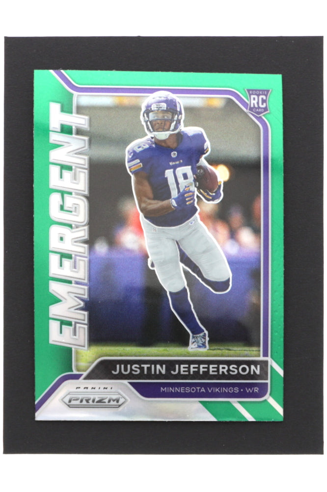 2020 Panini Prizm JUSTIN JEFFERSON Emergent Green Rookie RC #10 Vikings