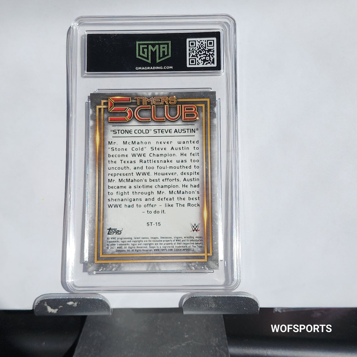 2021 Topps Chrome WWE Times Clubs Refractor Stone Cold Steve Austin #15 GMA Gem Mint 10