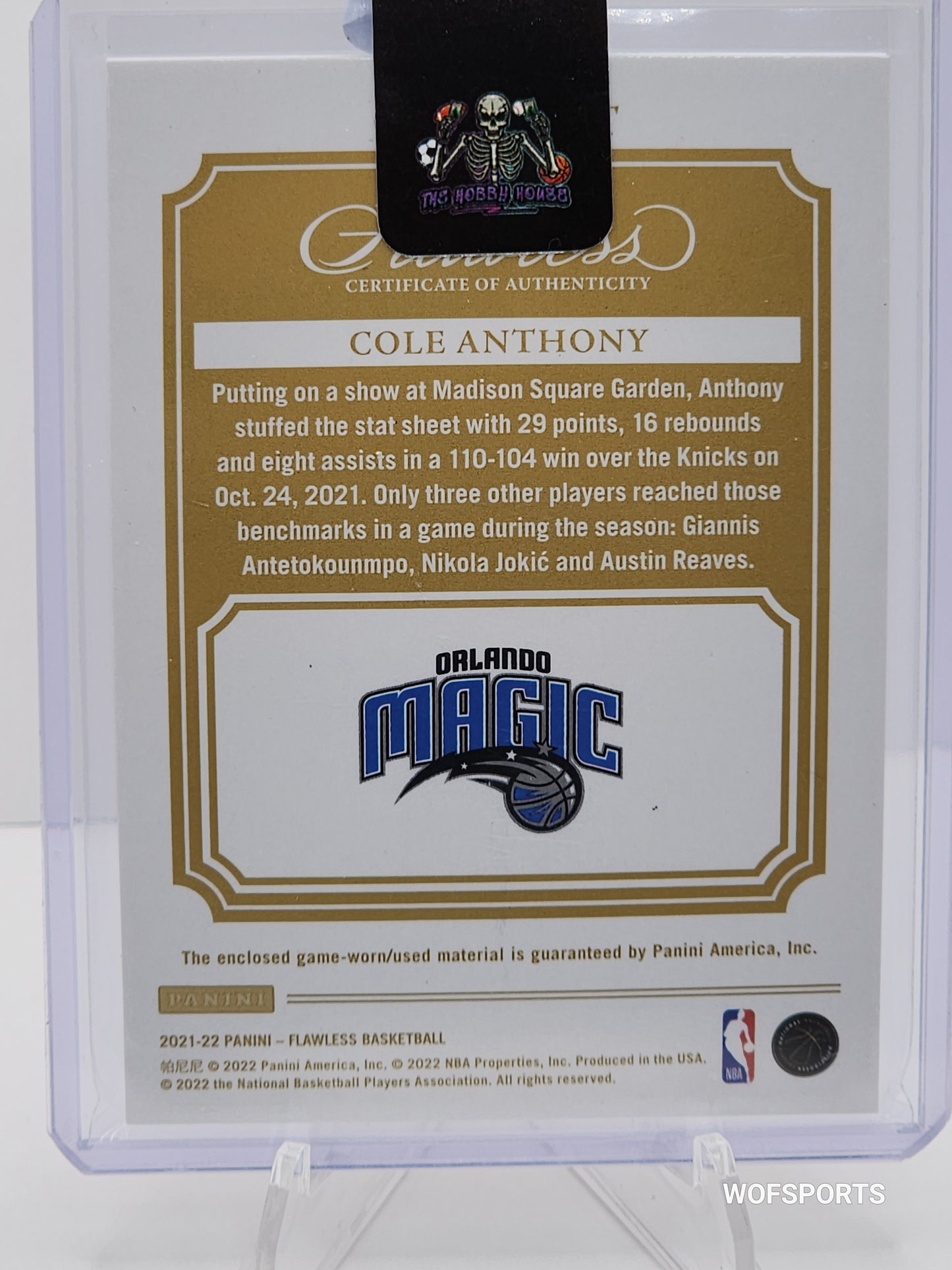 2020-21 Panini Flawless Ruby 08/15 Cole Anthony Patch #DP-CAT