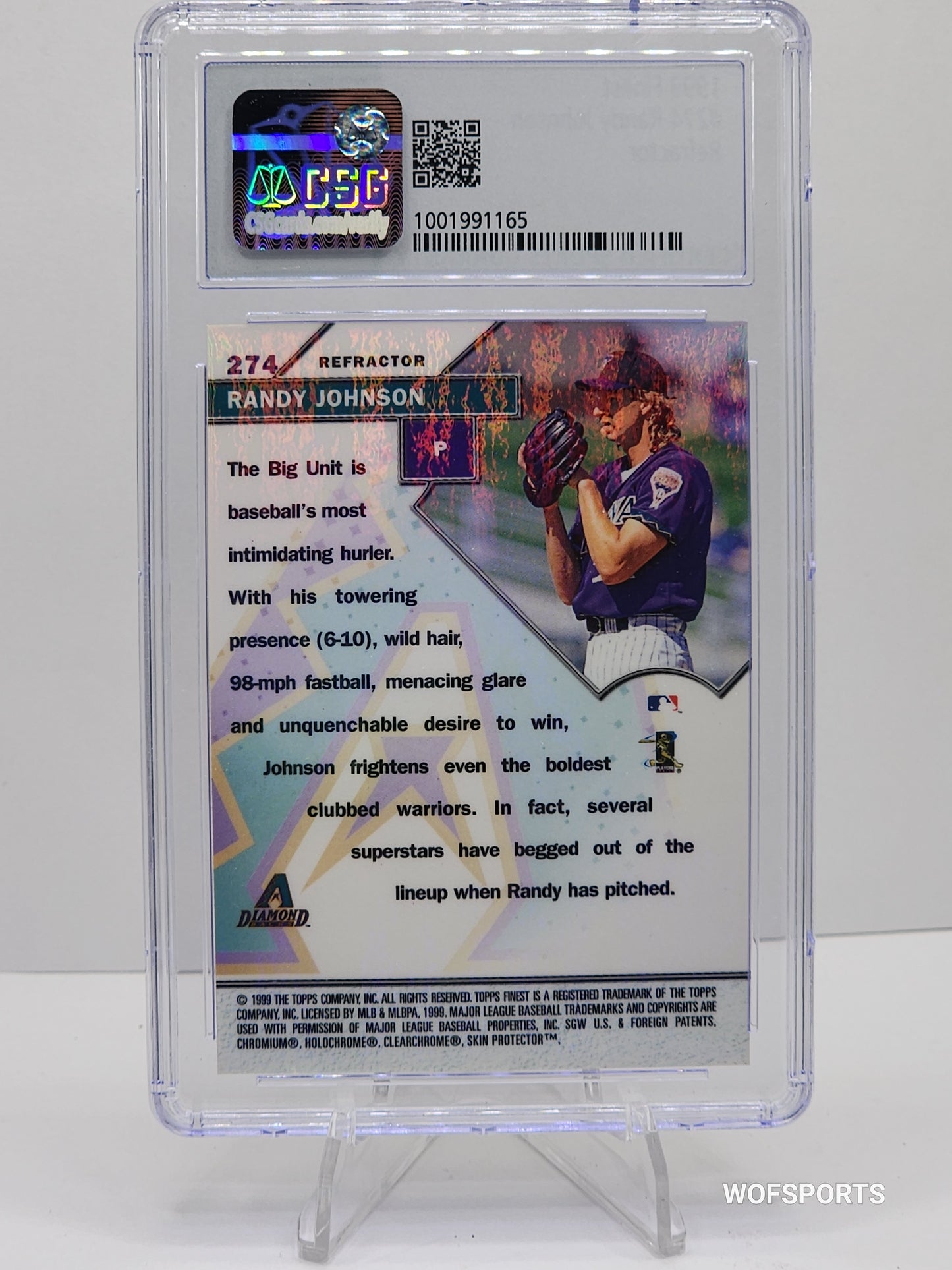 1999 Finest Randy Johnson Refractor #274 CSG 8 NM-MT