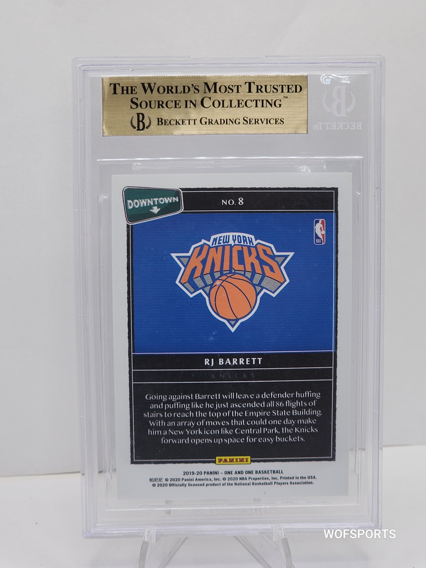 2019 Panini One & One Downtown #8 RJ Barrett Rookie SSP Beckett 9.5 New York Knick