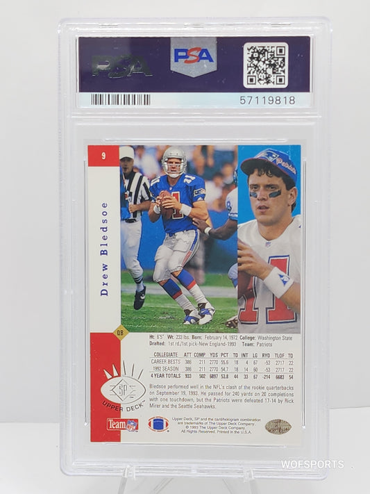 1993 Upper Deck SP Drew Bledsoe Foil #9 New England Patriots PSA 8
