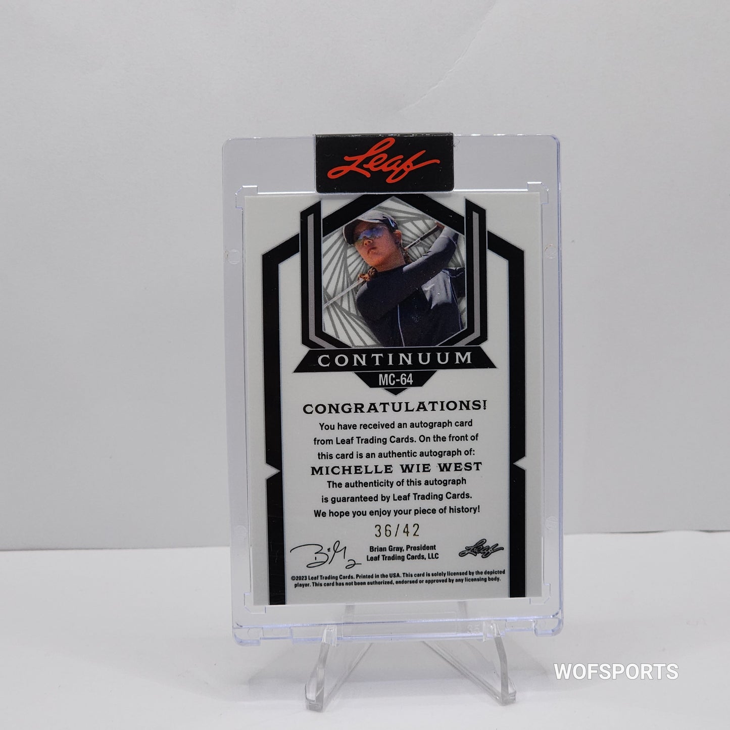 Michelle Wie West 2023 Leaf Continuum Autograph Auto #'d 36/42 - LPGA Tour Golf
