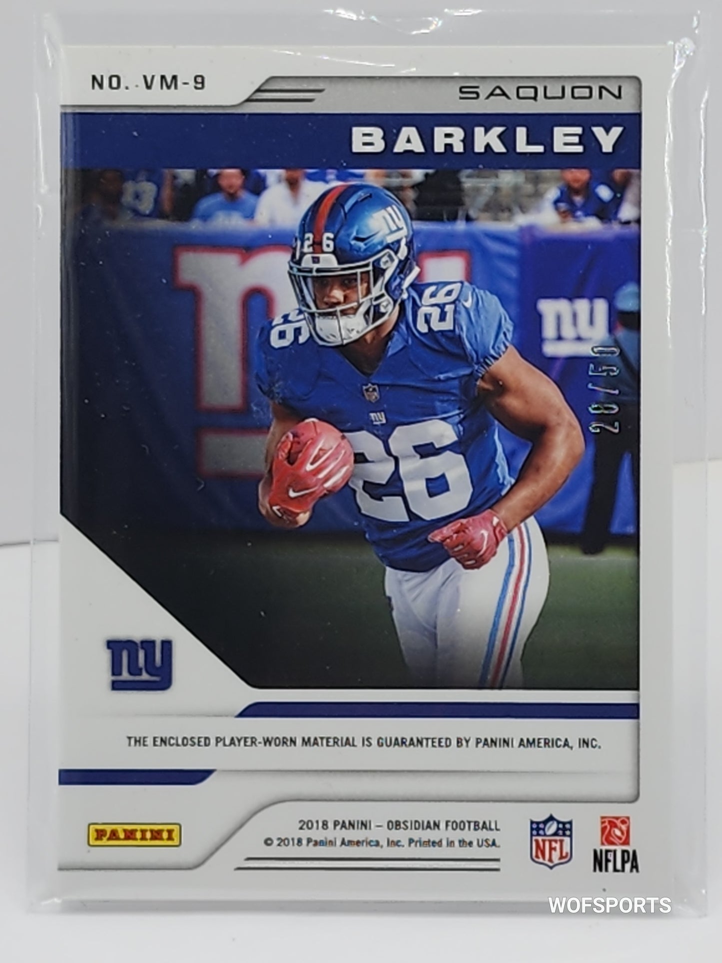 2018 Panini Obsidian Volcanic Material 28/50 Saquon Barkley #VM-9 New York Giants