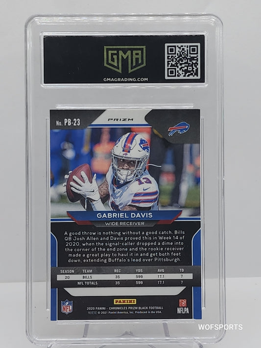 2020 Panini Chronicles Prizm Black Rookies Prizm Gabriel Davis #23 RC GMA 9 Mint