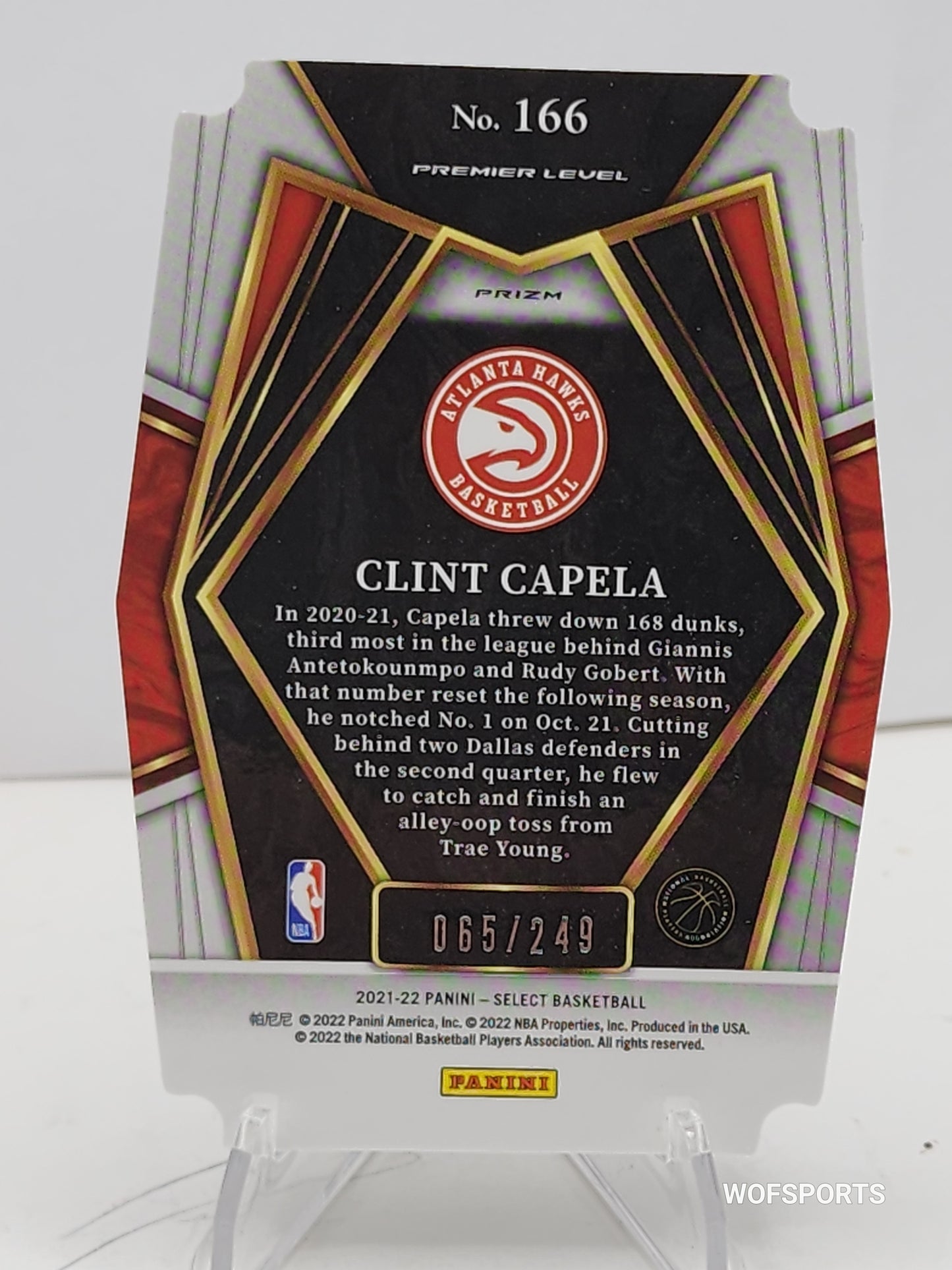 2021-22 Panini Select Blue Die-Cut 65/249 Clint Capela #166 Atlanta Hawks