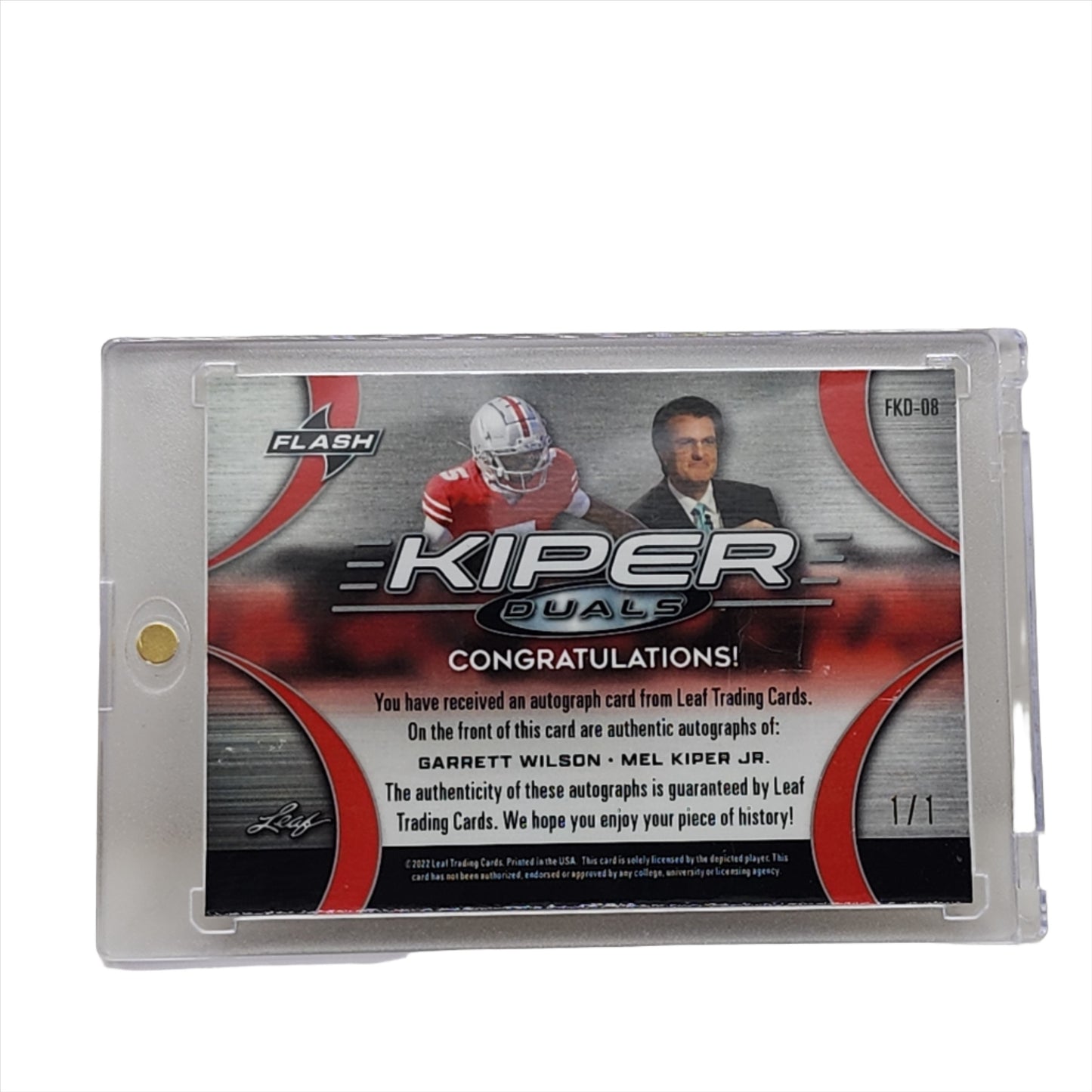 2022 Leaf Flash Gold Kaleidoscope Garrett Wilson/Mel Kiper Jr. Dual Auto 1/1 RC