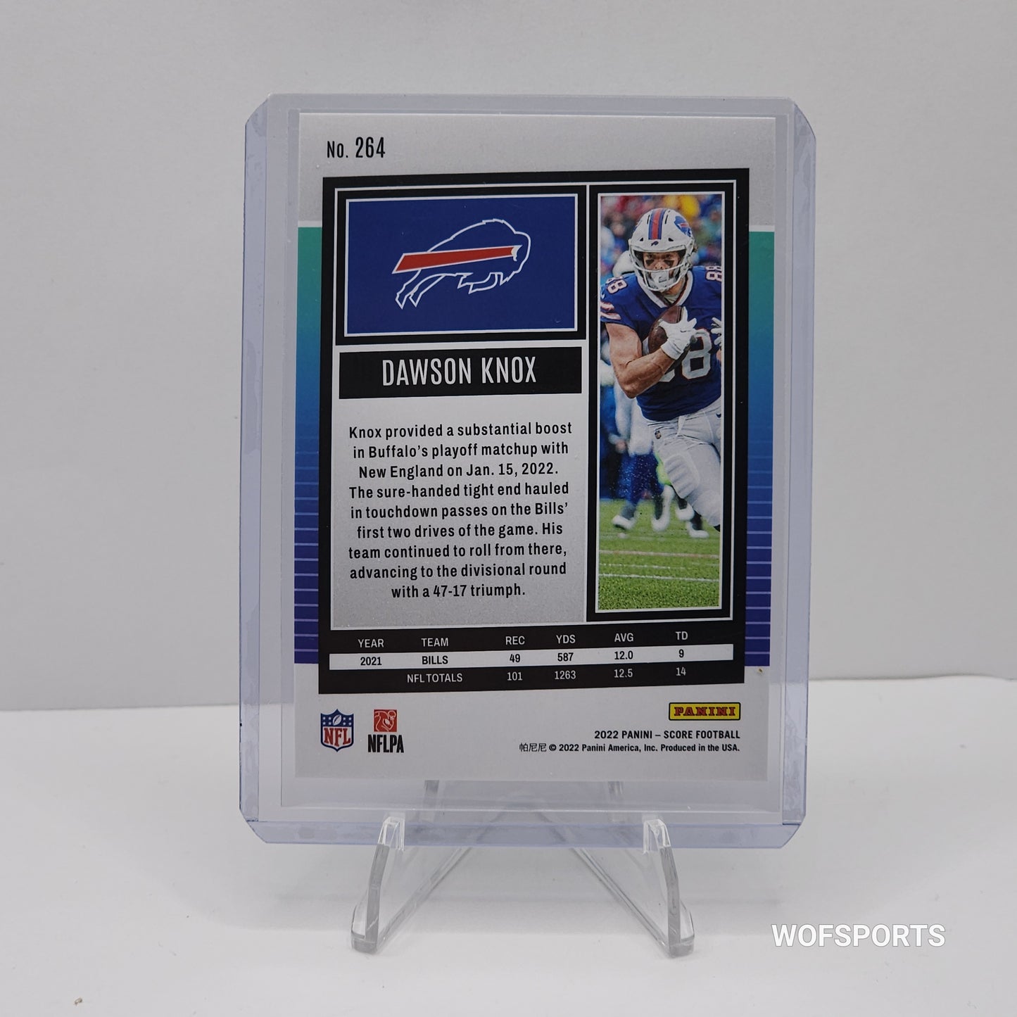 2022 Panini Score Blue Stars Dawson Knox 102/399 #264 Buffalo Bills