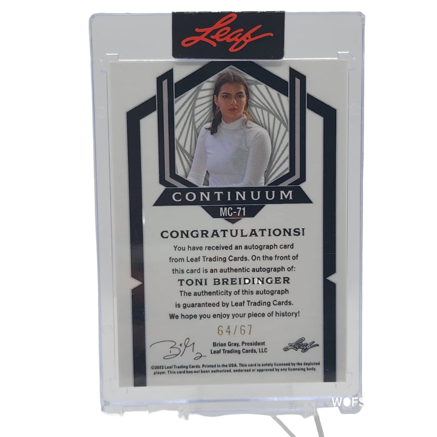 Toni Breidinger 2023 Leaf Continuum Autograph Auto #'d 64/67 - NASCAR Truck Race