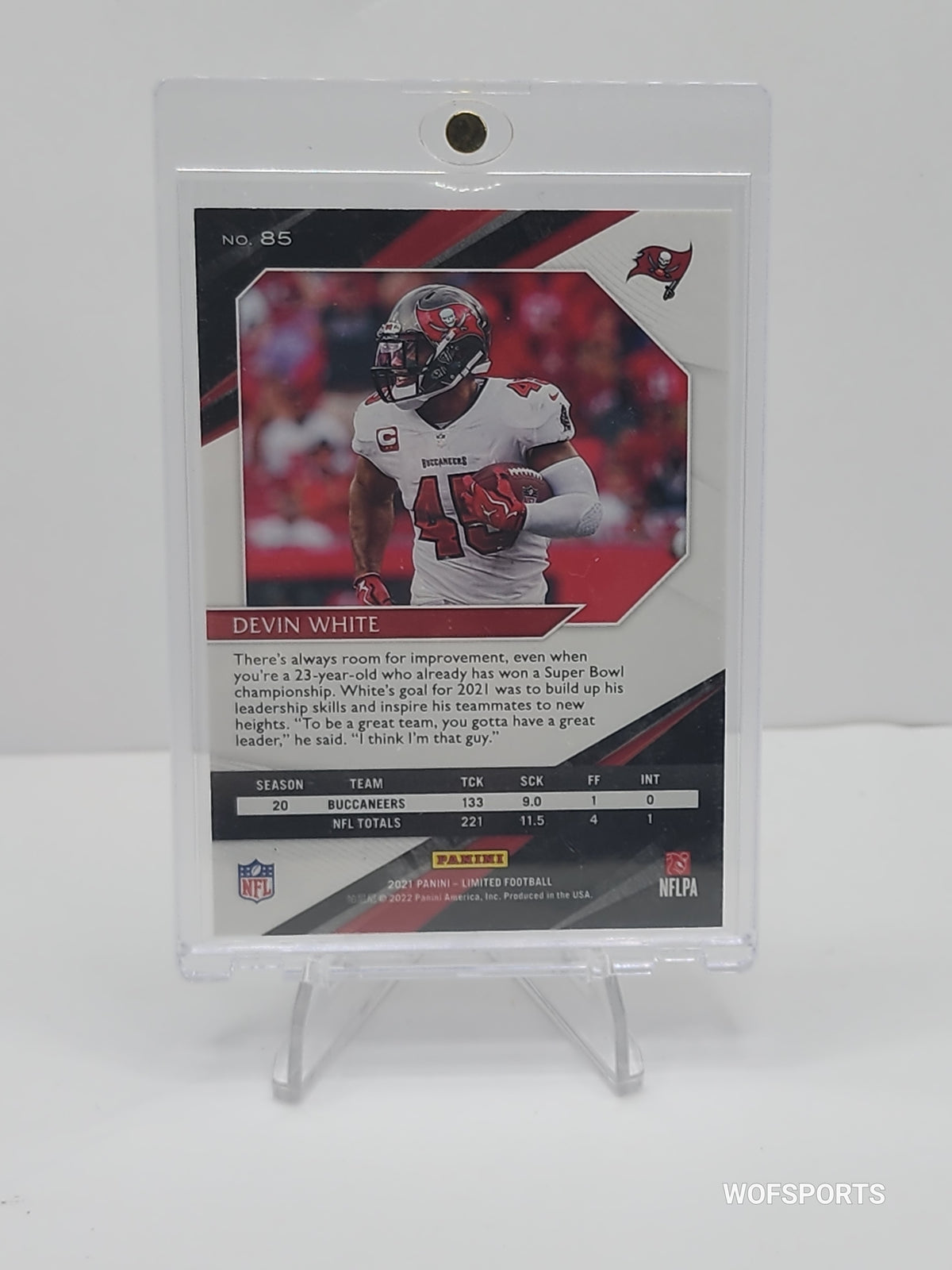 2021 Panini Limited 5/10 Devin White #85 Tampa Bay Buccaneers