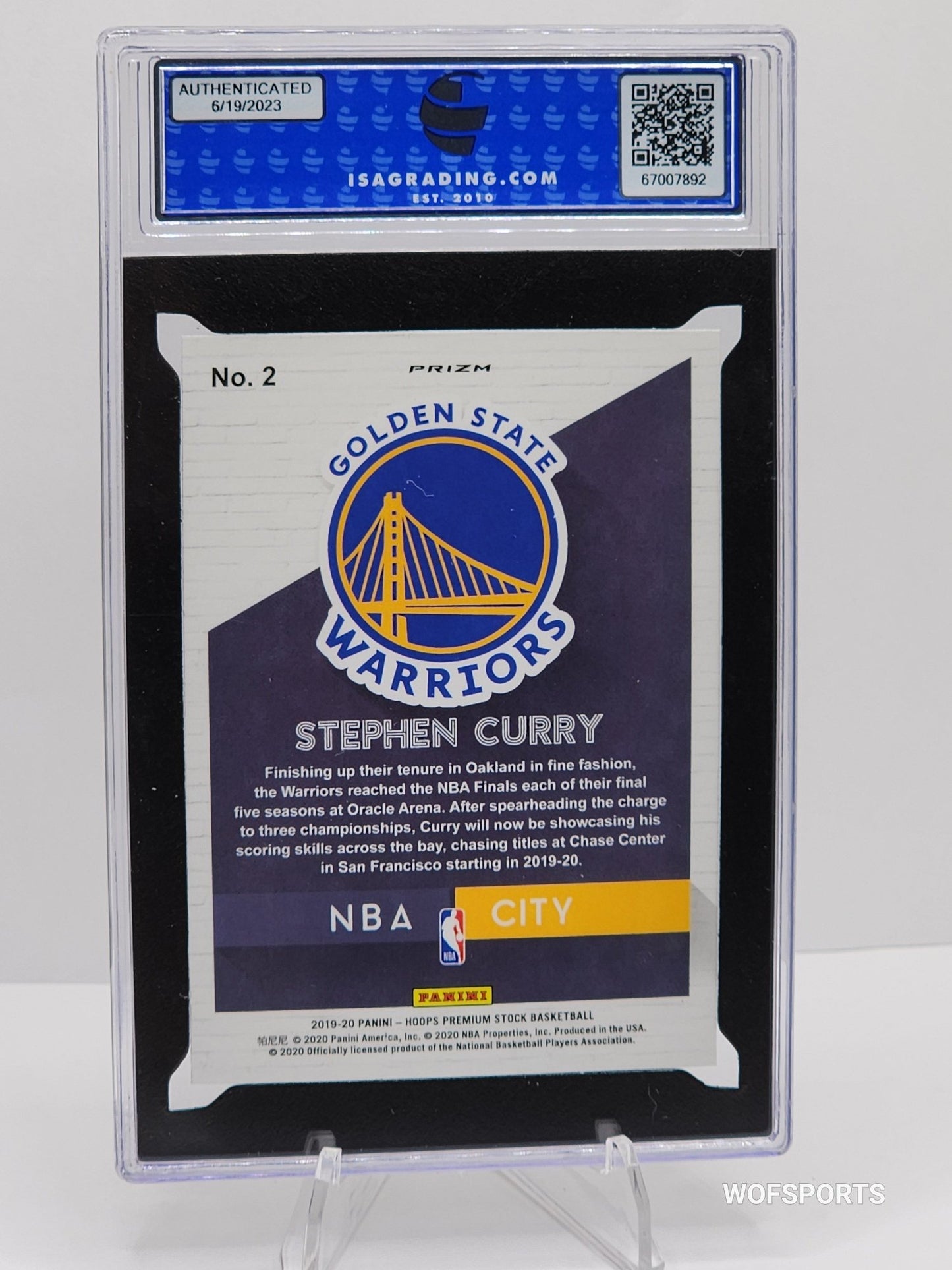 STEPHEN CURRY 2019/20 HOOPS PREMIUM STOCK #2 NBA CITY Blue ISA 9 Mint