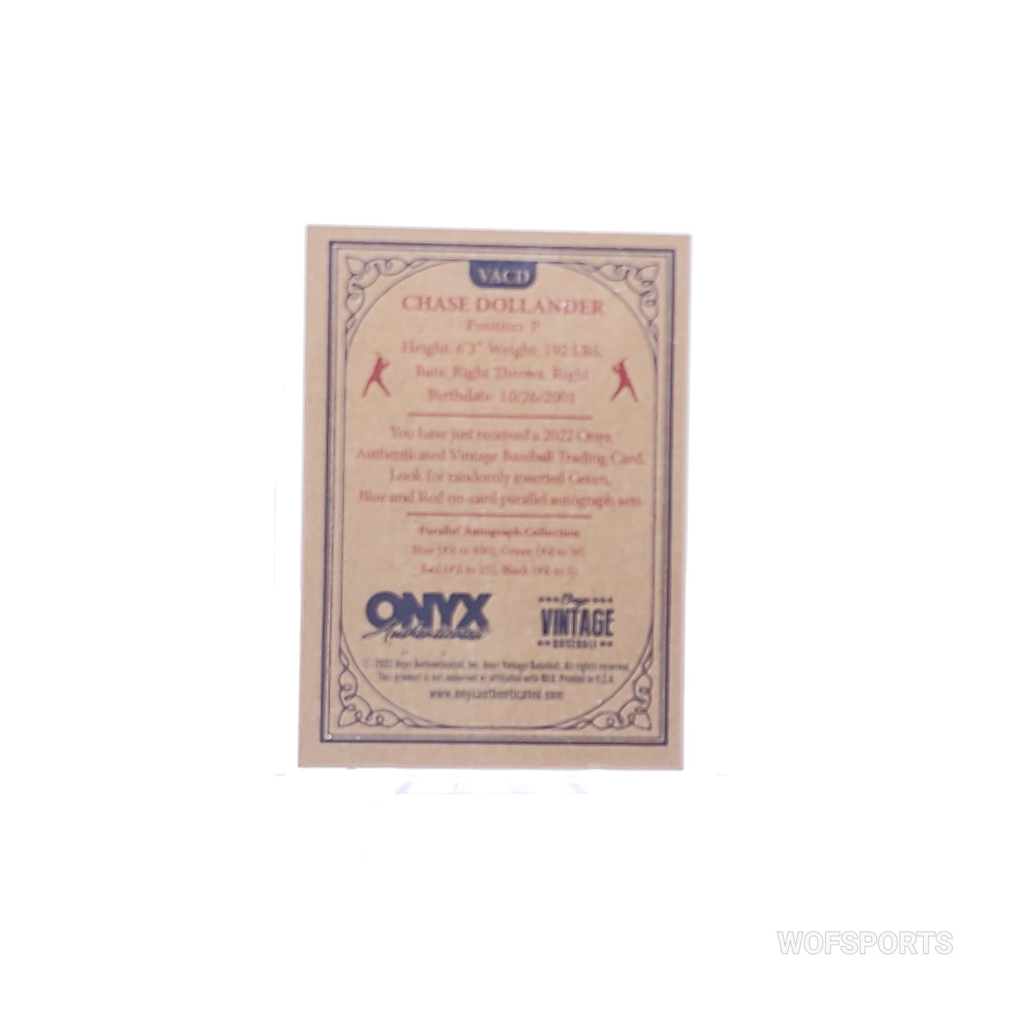 2022 Onyx Vintage Extended Blue Signatures #VACD Chase Dollander - Tennessee Volunteers