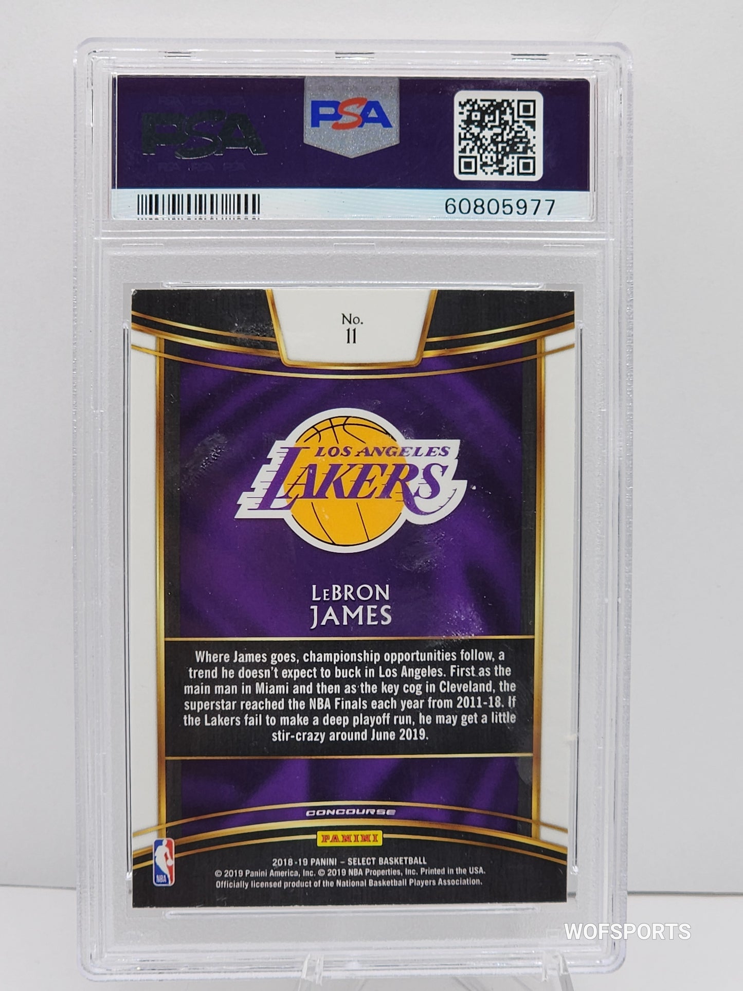 2018 Panini Select Silver LeBron James #11 LA Lakers PSA 9 Mint