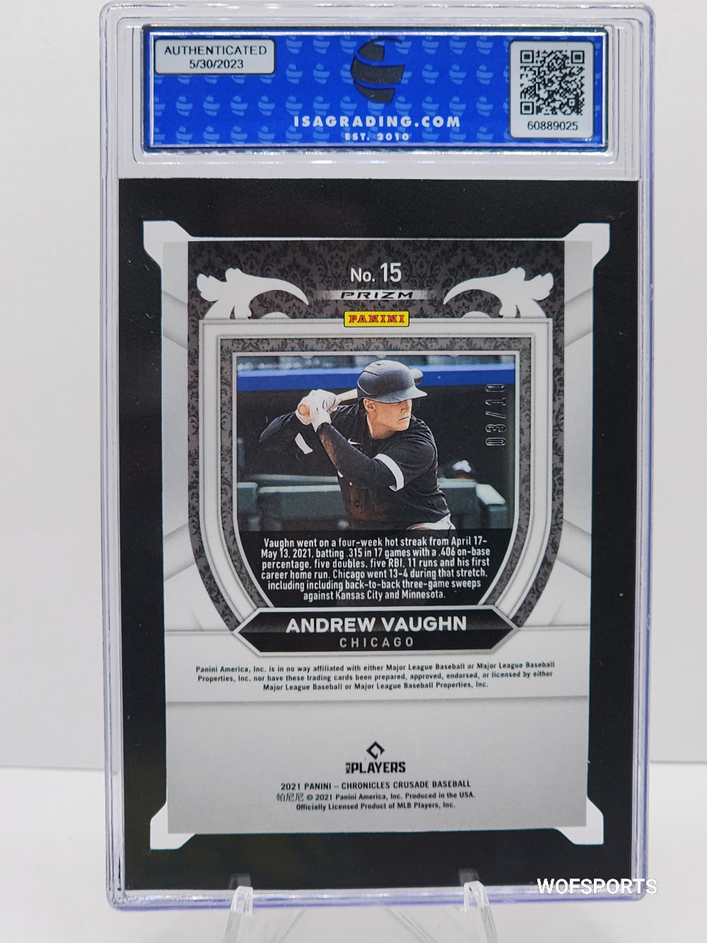 2021 Panini Chronicles Crusade Rookie Gold 3/10 Andrew Vaughn RC #15 Chicago White Sox ISA 10 Gem Mint