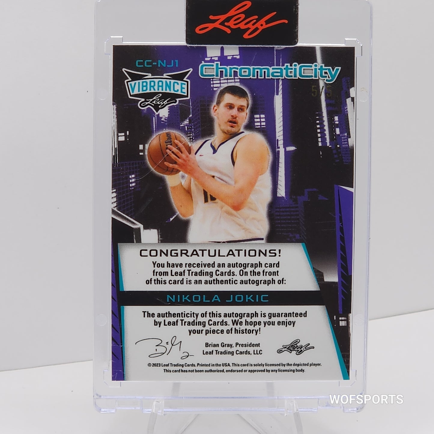 2023 Leaft Vibrance Autographed 5/5 Nikola Jokic #CC-NJ1 Denver Nuggets