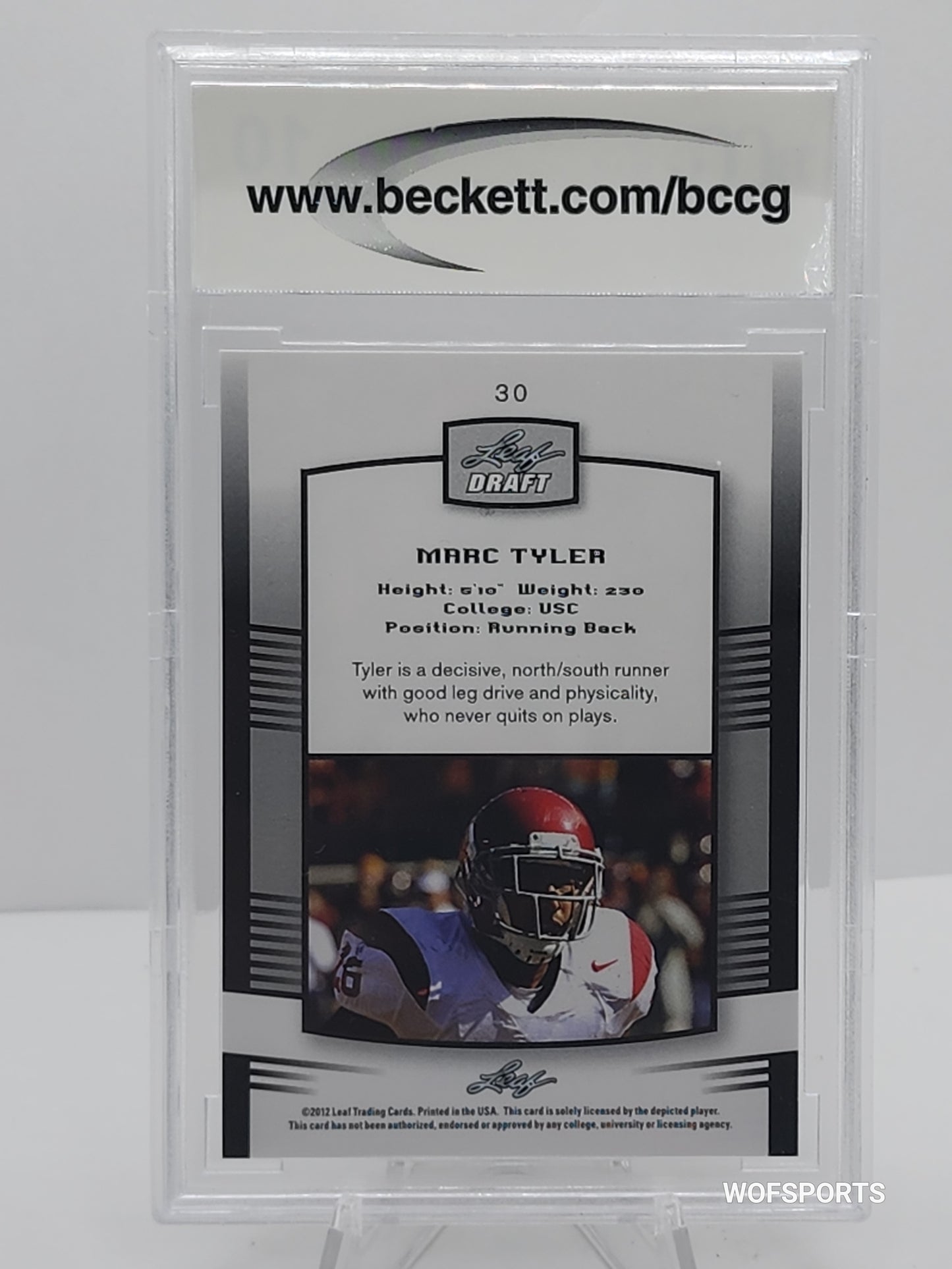 2012 Leaf Draft Blue Marc Tyler #30 Rookie RC RATED 10 BCCG