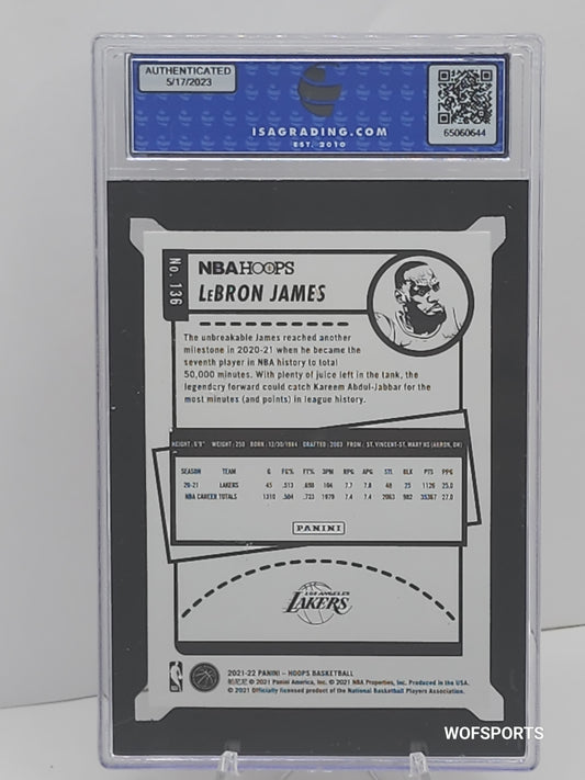 2021 Panini Hoops LeBron James #136 LA Lakers ISA 9 Mint