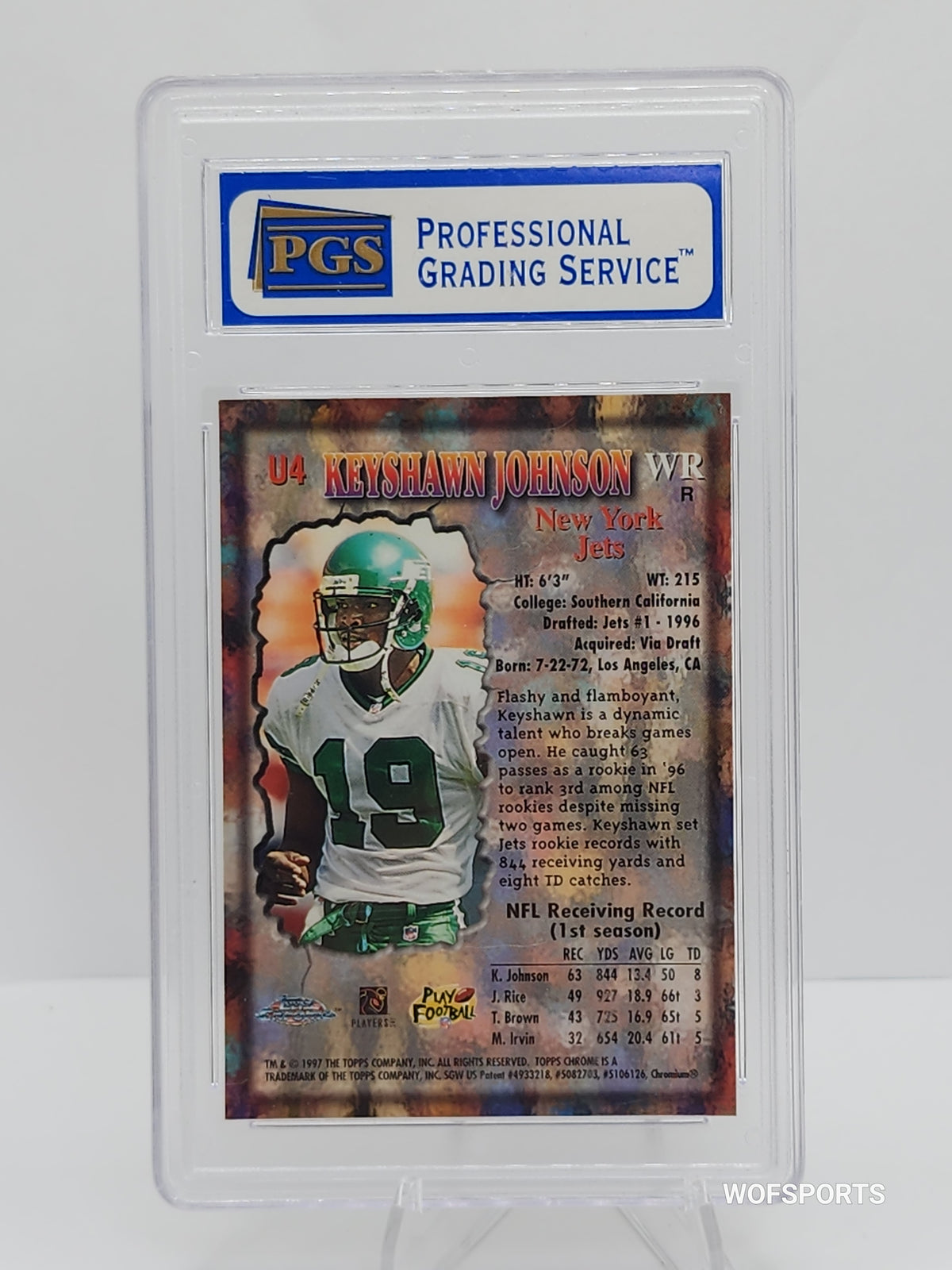 1997 Topps Chrome Underclassmen Refractor Keyshawn Johnson #U4 New York Jets PGS 9 Mint