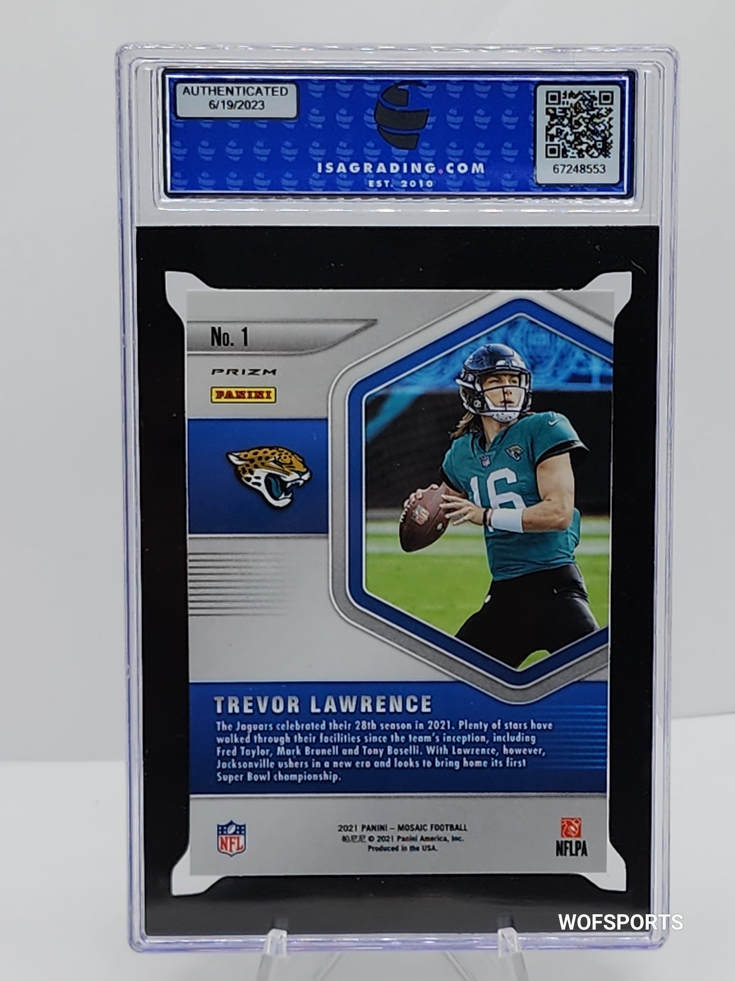2021 Panini Mosaic Blue Chip Silver Trevor Lawrence Rookie #1 Jacksonville Jaguars RC ISA 9 Mint