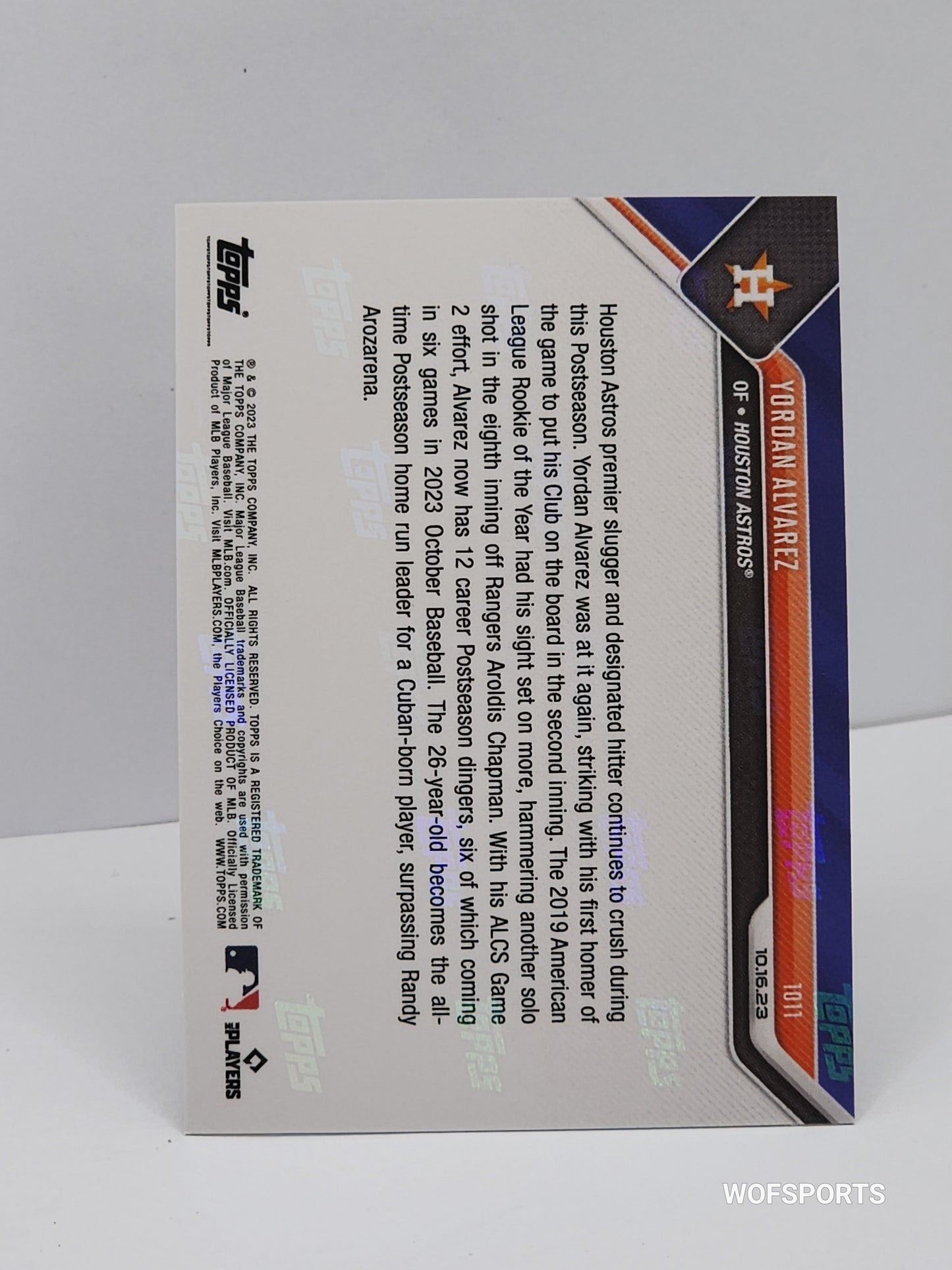 Yordan Alvarez 42/49 2023 MLB TOPPS NOW Card #1011