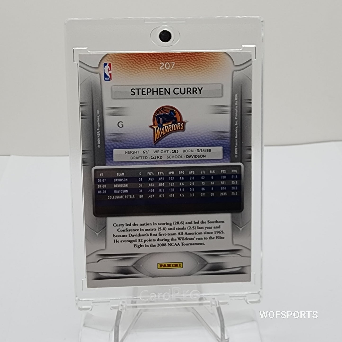 2009 Panini Prestige STEPHEN CURRY Rookie #207 WARRIORS