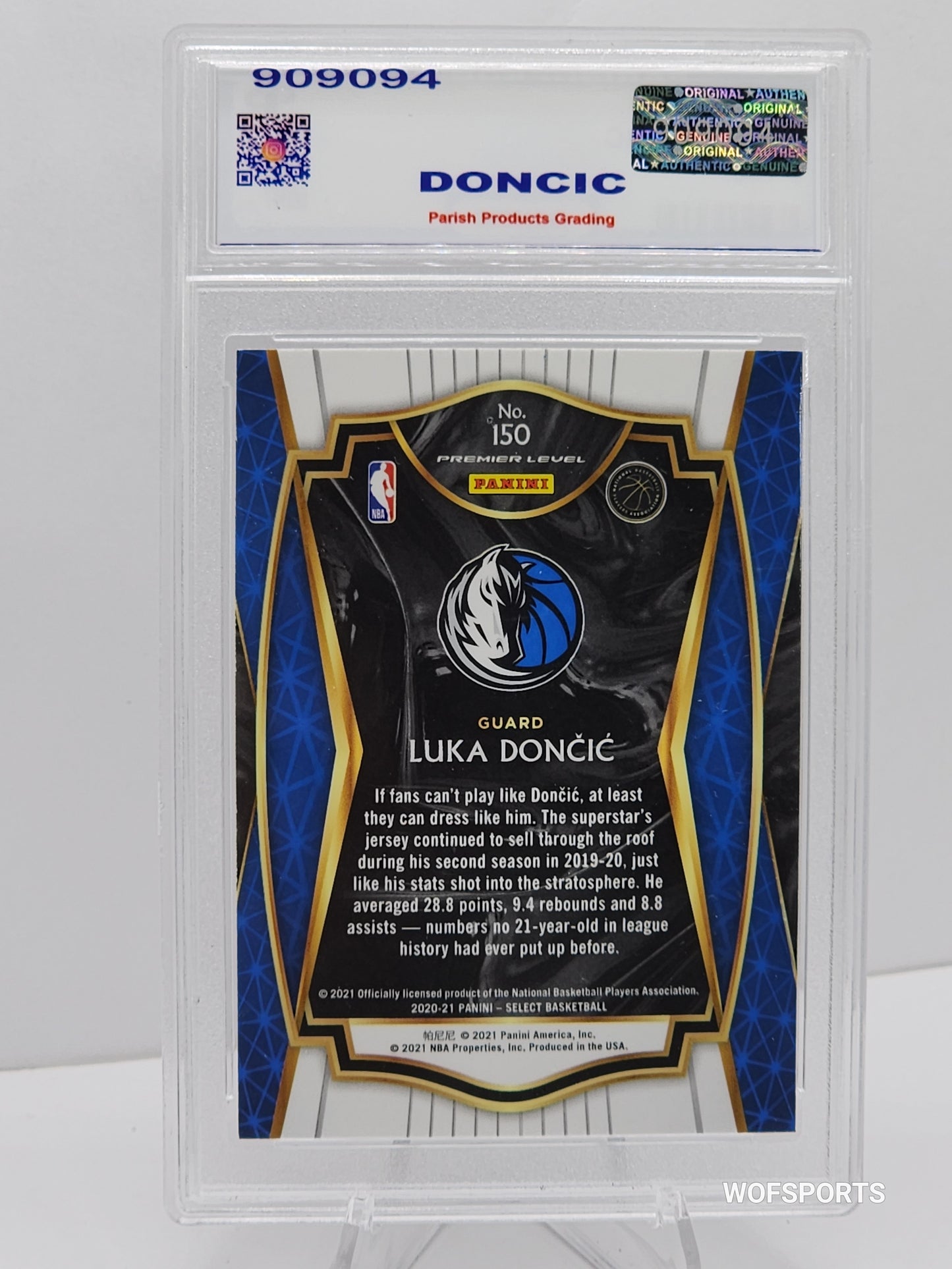 2020 Panini Select Luka Doncic Blue #150 Parish 9 MINT Dallas Mavericks