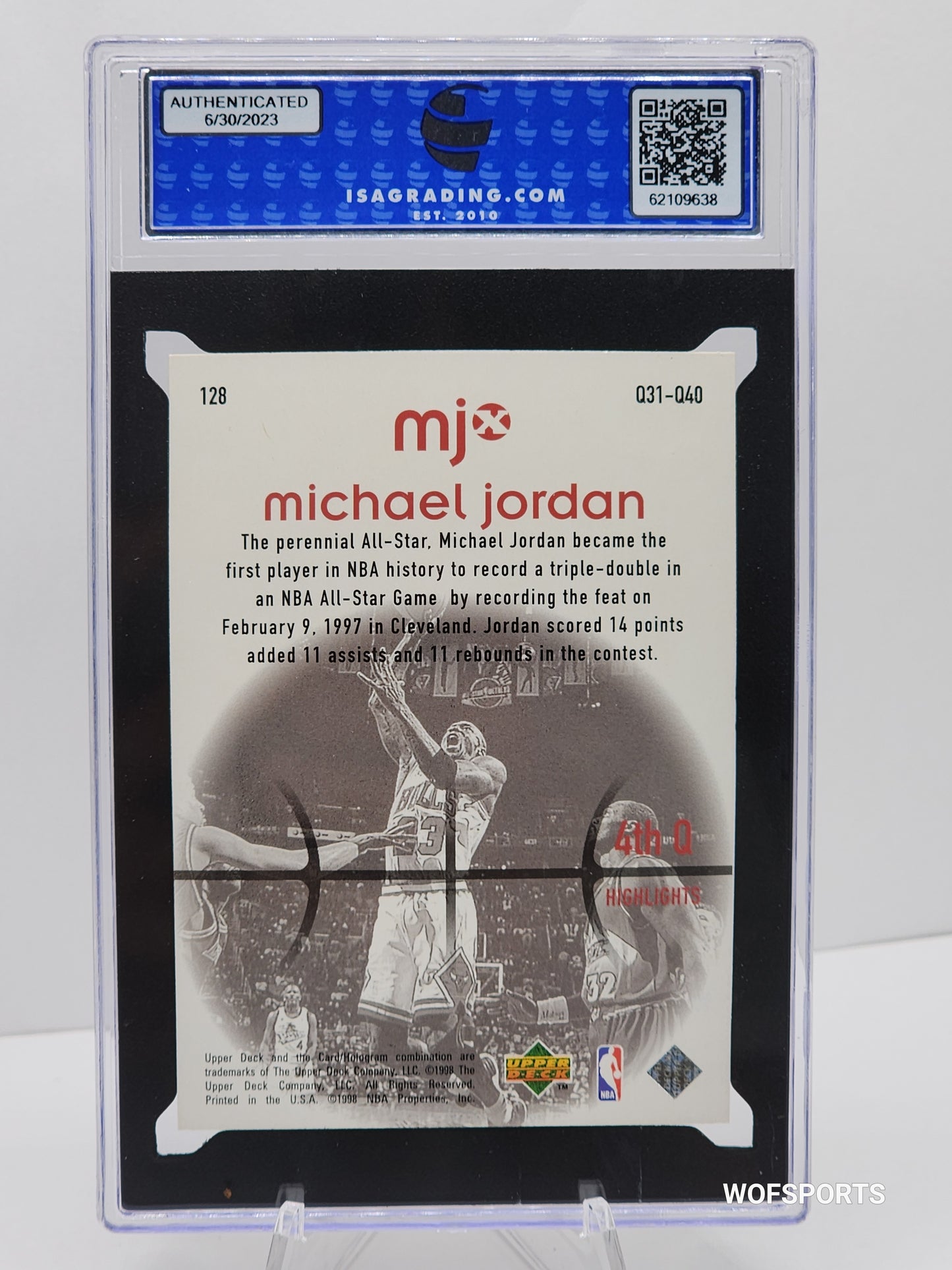1998 Upper Deck MJx Michael Jordan #128 ISA 10 GEM Mint