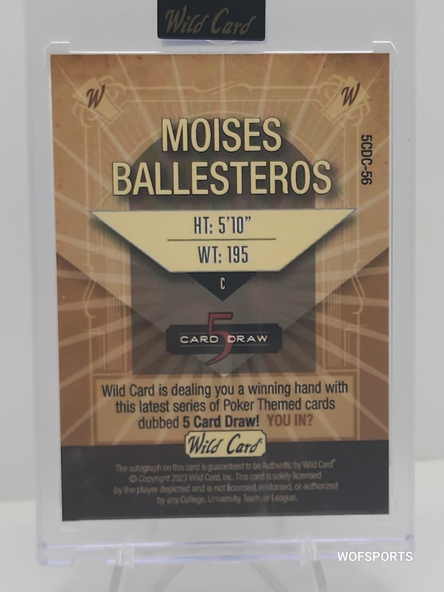 2023 Wild Card 5 Card Draw Auto 1/4 Moises Ballesteros #5CDC-56 Chicago Cubs