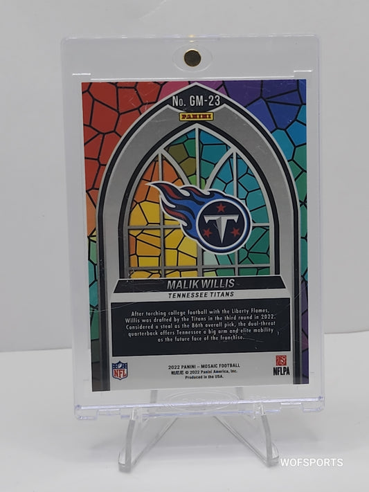 2022 Panini Mosaic Glass Mosaic Rookie Malik Willis RC #GM-23 Tennessee Titans