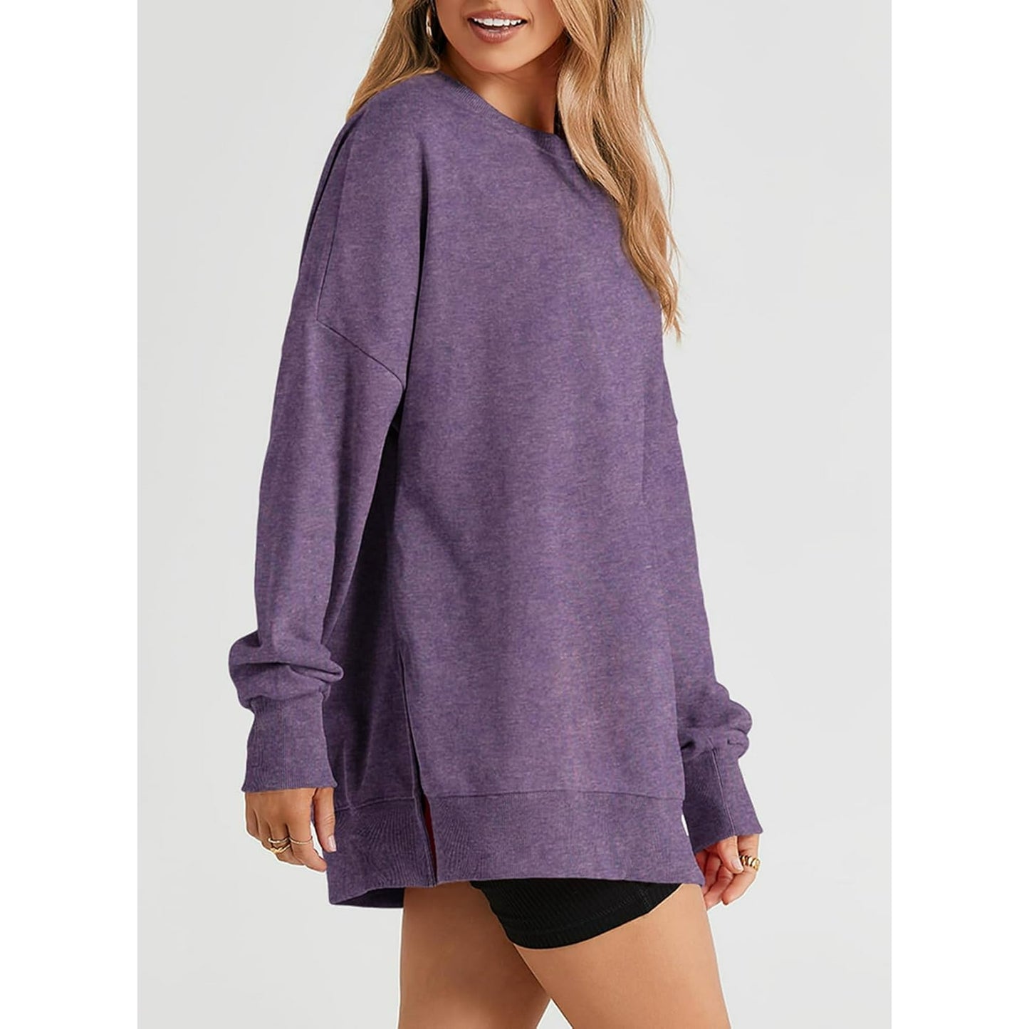 SHEWIN Women's Casual Long Sleeve Crewneck Lightweight Pullover Sweatshirt