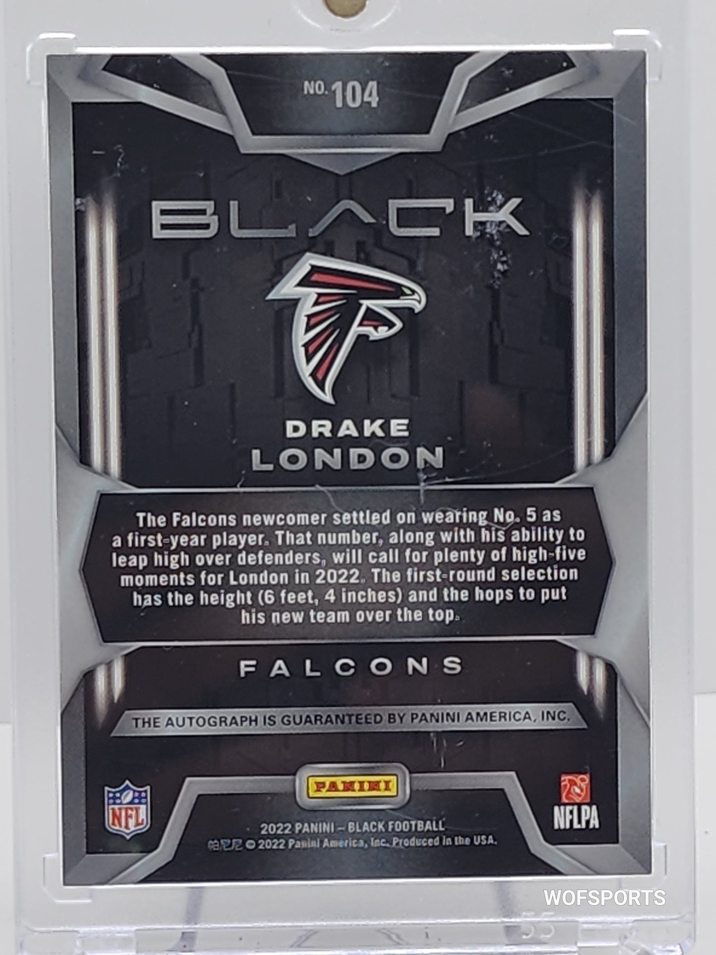 2022 Panini Black Drake London Rookie Auto /25 #104 ATLANTA FALCONS