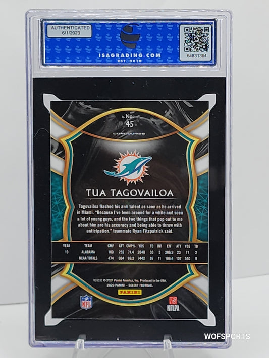 2020 Panini Select Tua Tagovailoa #45 Miami Dolphins ISA 9 Mint