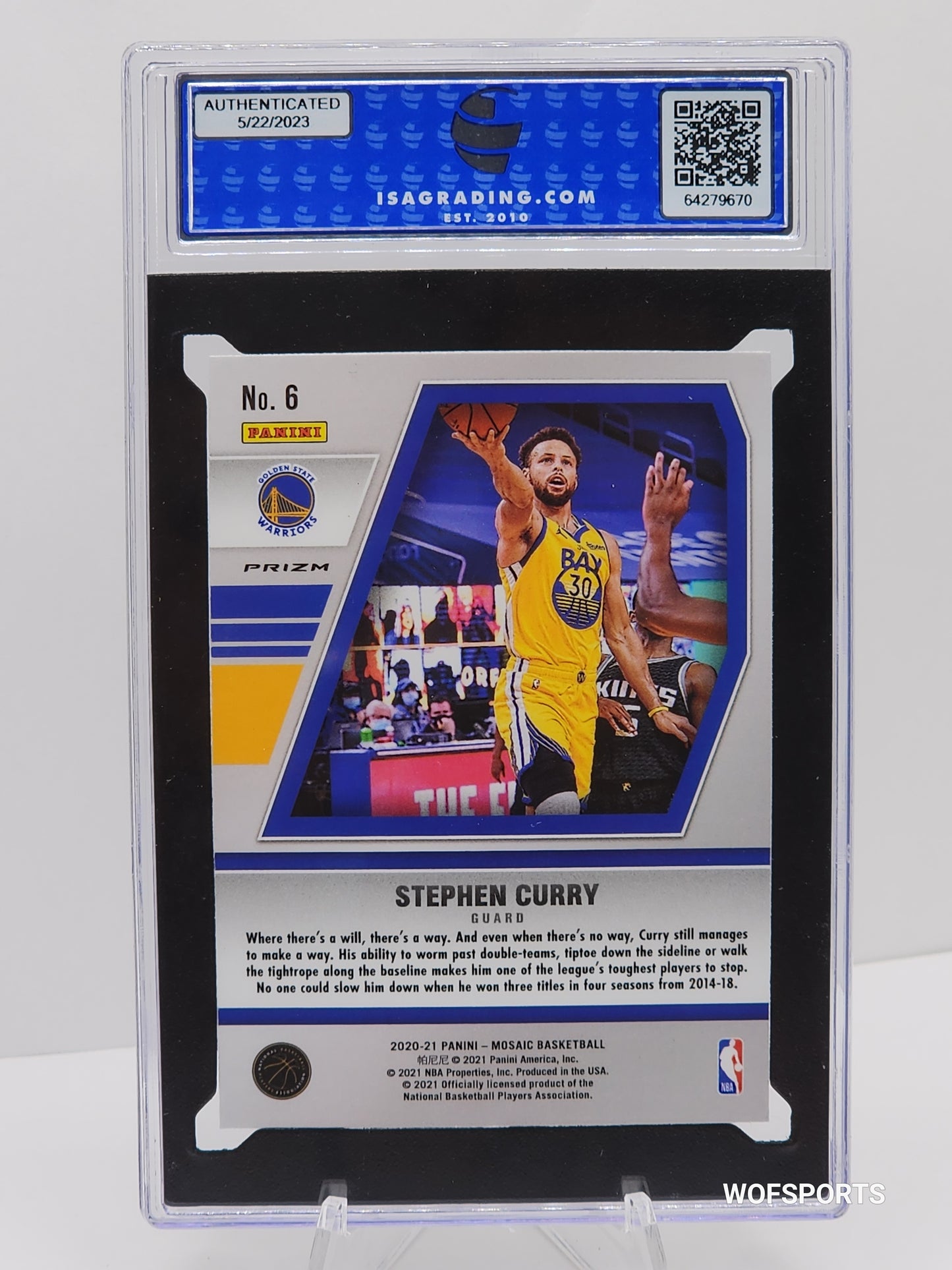 2020-21 Panini Mosaic Stephen Curry Will to Win Green Prizm ISA 9 Mint -Warriors