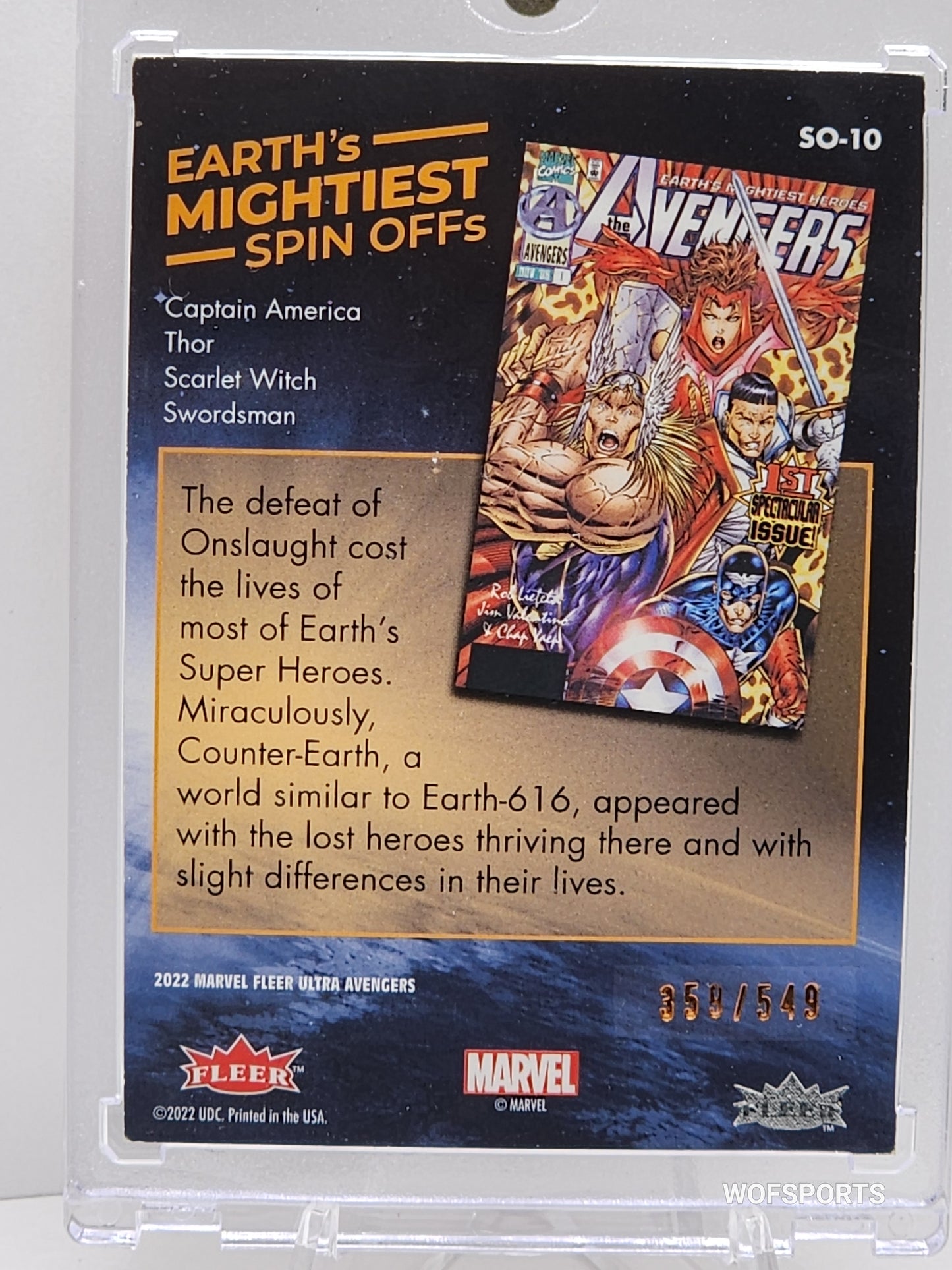 2022 Fleer Ultra Avengers Earth's Mightiest Spin-Offs #359/549 Orange Foil SO-10