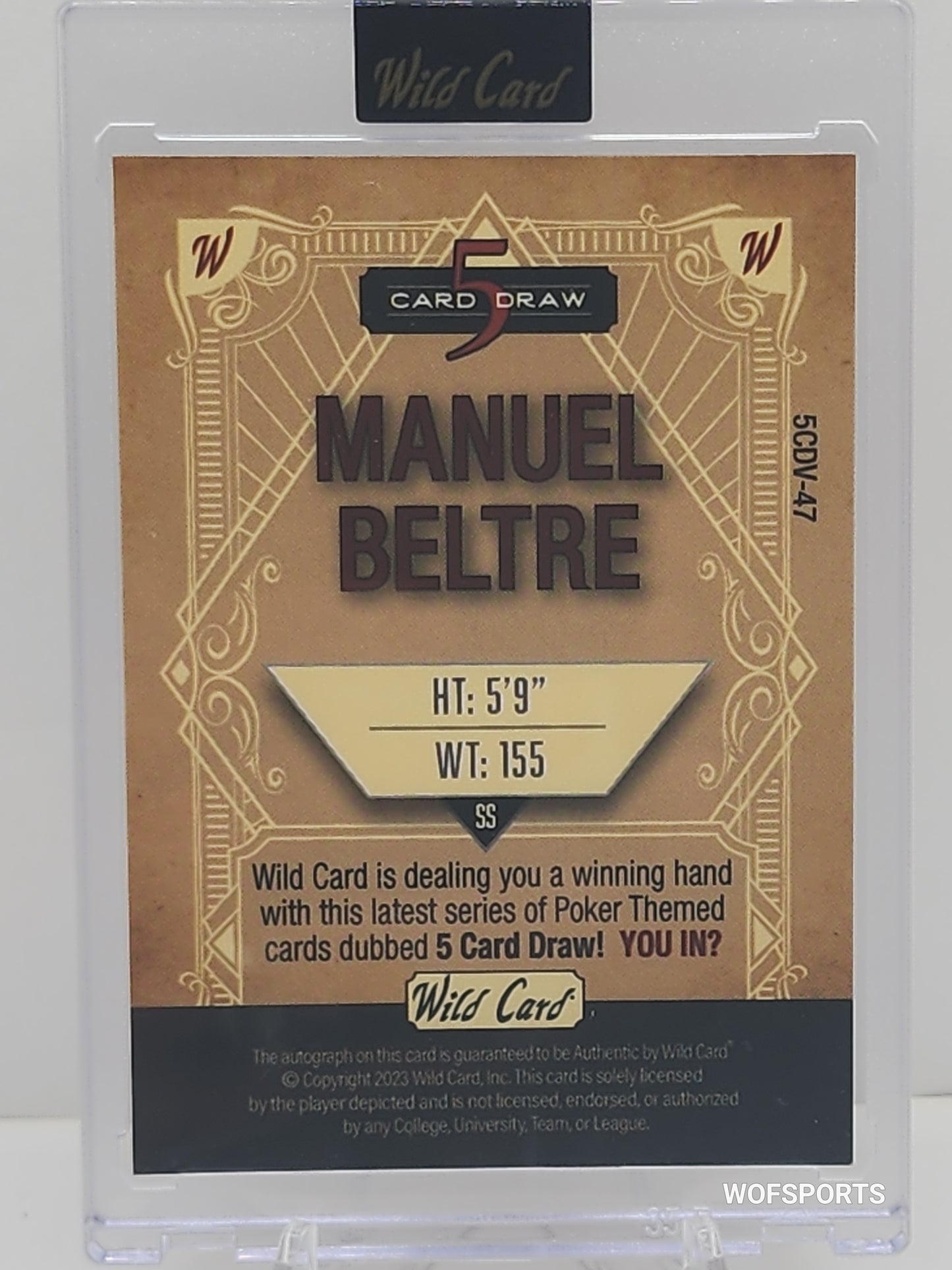 2023 Wild Card 5 Card Draw Auto 4/5 Manuel Beltre #5CDV-47 Toronto Blue Jays