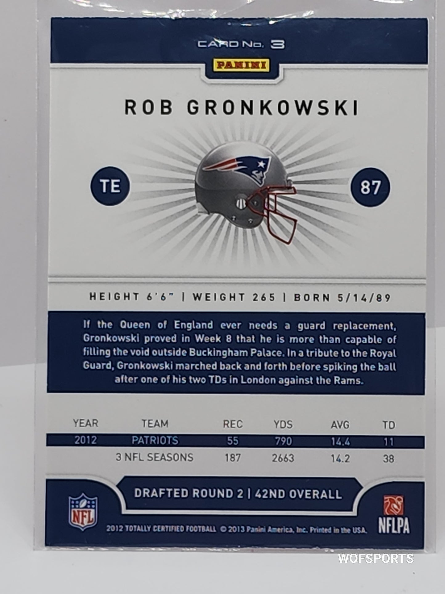 2012 Panini Totally Certified Platinum Red #87 Rob Gronkowski New England Patriots