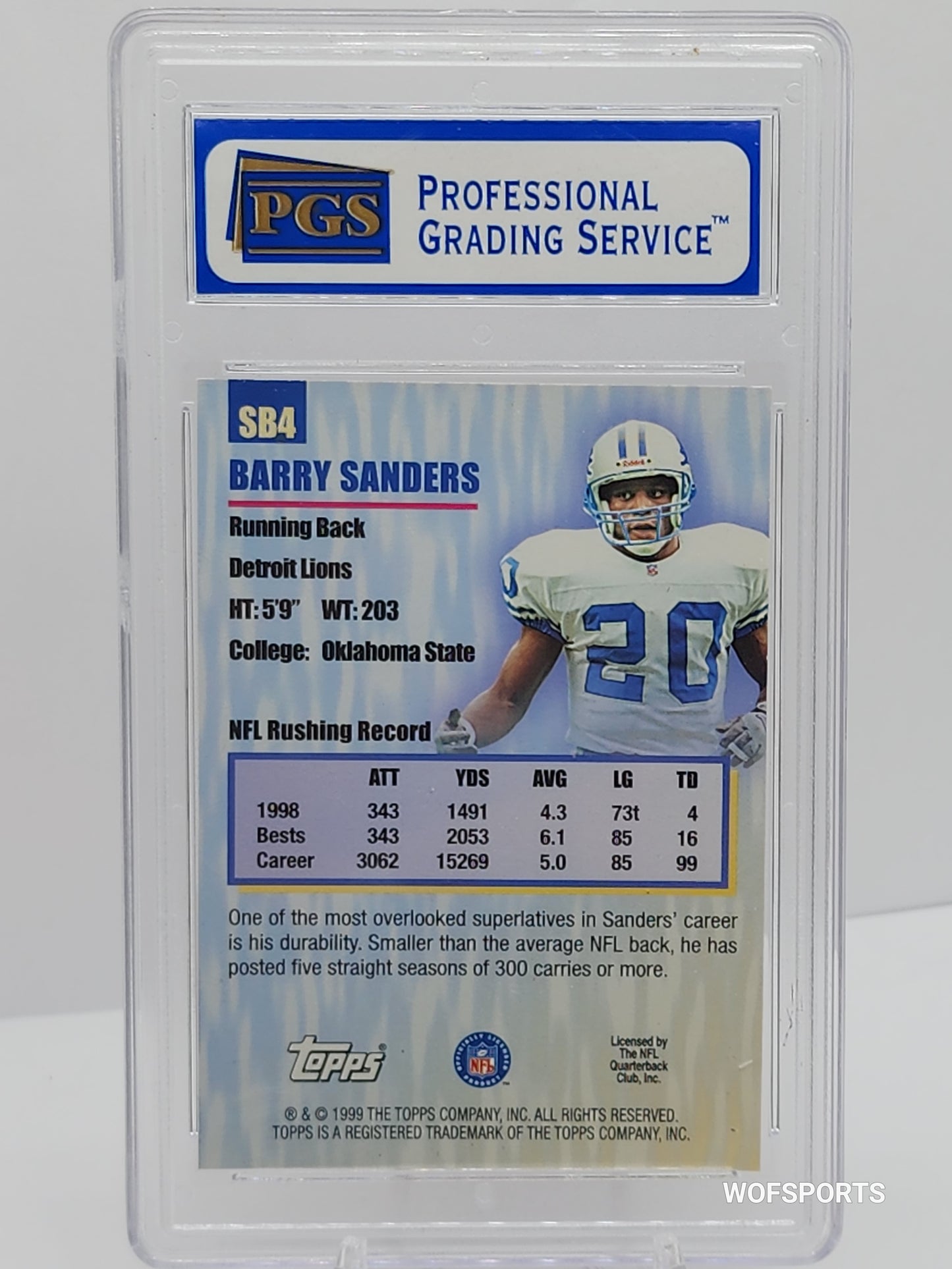 1999 Topps Barry Sanders #SB4 Detroit Lions PGS 9 Mint