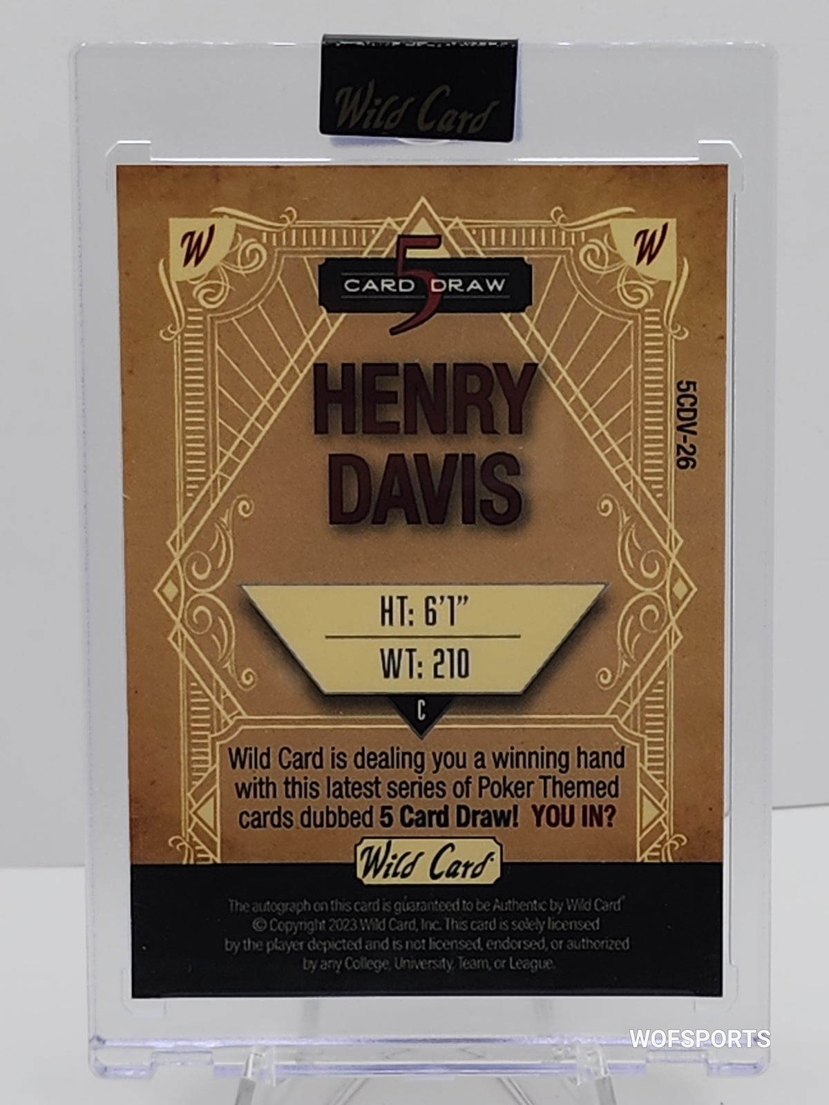 2023 Wild Card 5 Card Draw Vintage Orange Auto 1/5 Henry Davis